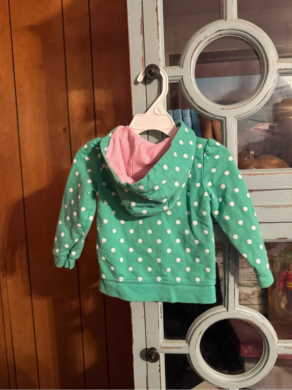 Baby Girl Green Polka Dot Hooded Zip Jacket Ladybug Pockets Size 18 Months C2